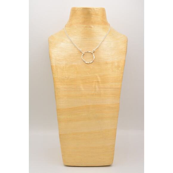 Sparkling Sage Pendant Necklace Brushed Silver Layered Multi-Chain Signed Bin2C - Picture 6 of 12